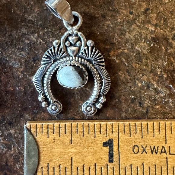 Naja style white Buffalo turquoise pendant sterling silver - Picture 4 of 6
